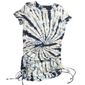 Victoria’s Secret PINK Blue Tie-Dye Ruched T-Shirt Y2K Style XS